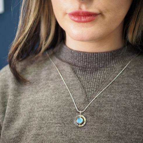 Elodie Pendant in silver gold & various gemstones